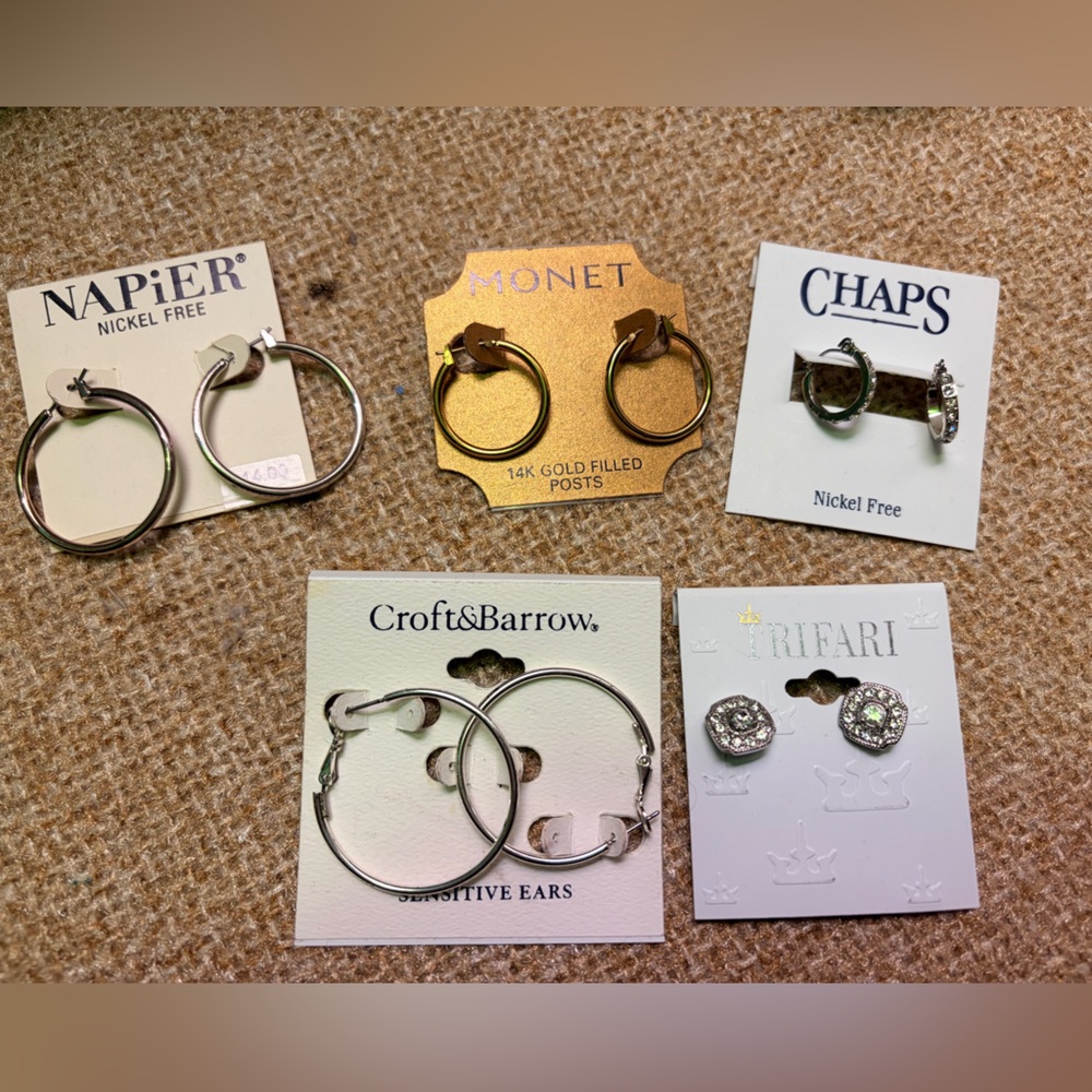 Croft & Barrow Silver and Gold Hoop Earrings Collection
